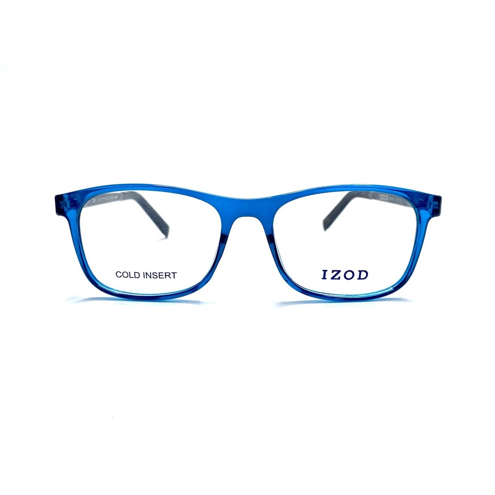 New IZOD Rectangular Blue Marine Clear Glasses Black Temples IZ 2026 54 18 135